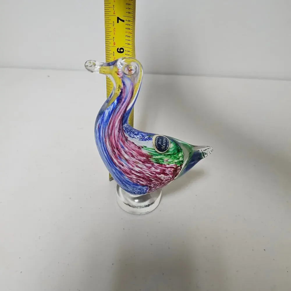 Arte Murano Lavorazione Bird~Controled Bubble Multicolored Art Glass-Italy
